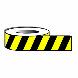 Black & Yellow Stripe Caution Adhesive Tape 50mm x 33m - Stephensons