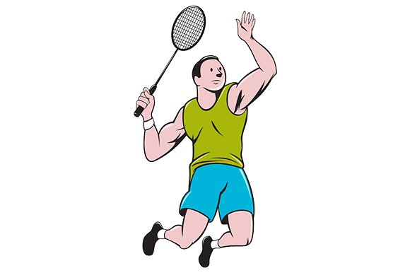 Badminton Player Jump Smash Circle I ~ Illustrations on Creative ...