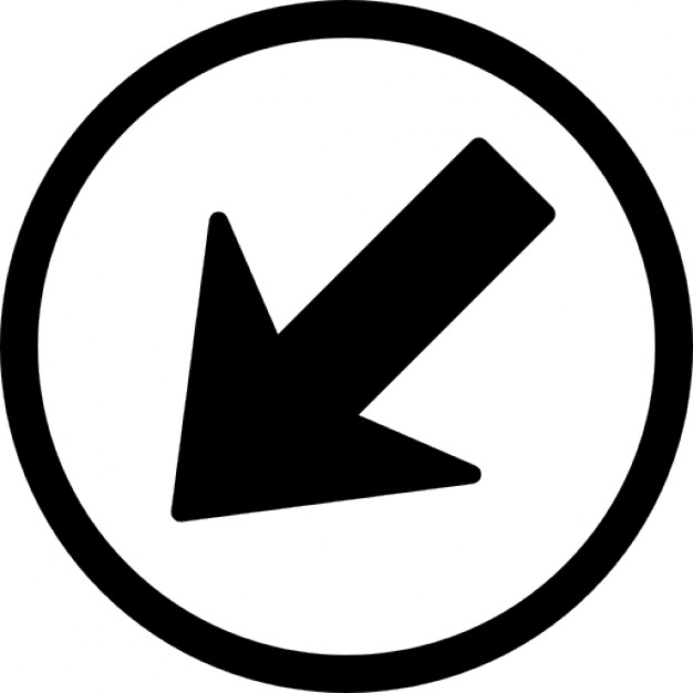 Navigational arrow pointing down left in a circle Icons | Free ...