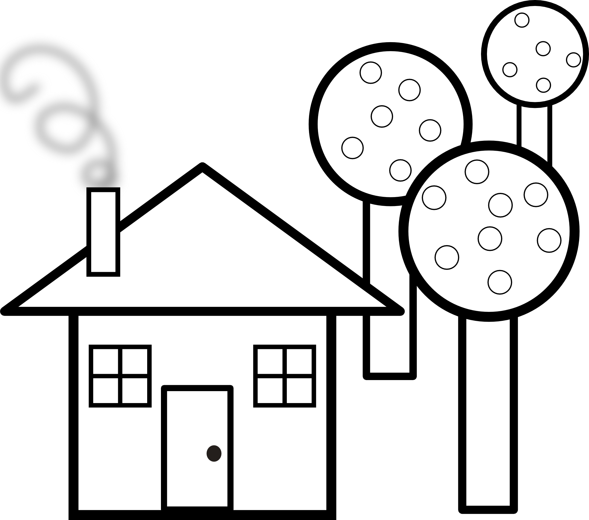 Cartoon house clipart black and white