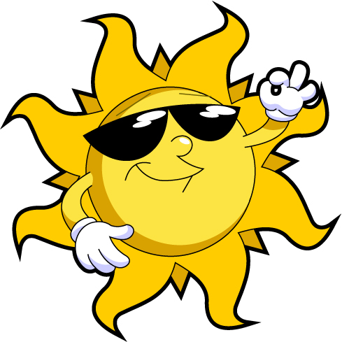 Cartoon Sun Clipart Happy Summer Hot Sun Holiday Graphic