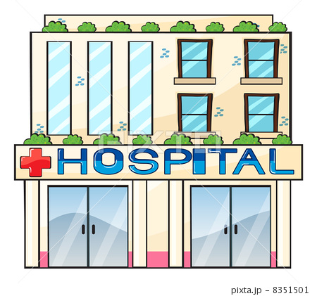 Hospital building clipart black and white