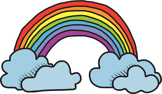 Cartoon Of Black And White Rainbow Clip Art, Vector Images ...