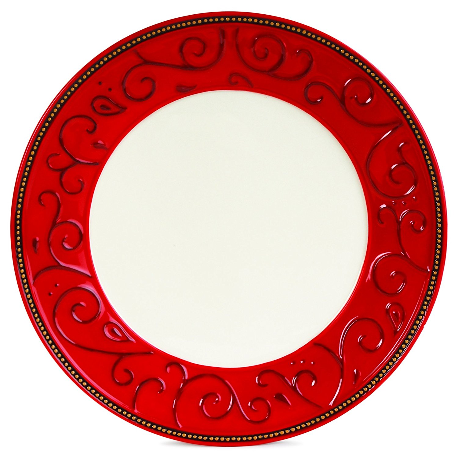 Amazon.com | Fitz and Floyd Damask Holiday Collection Dinner Plate ...