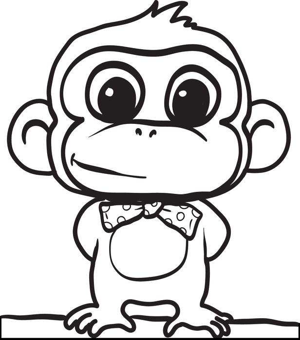 Cartoon Monkey Coloring Pages within cartoon monkeys Colouring ...