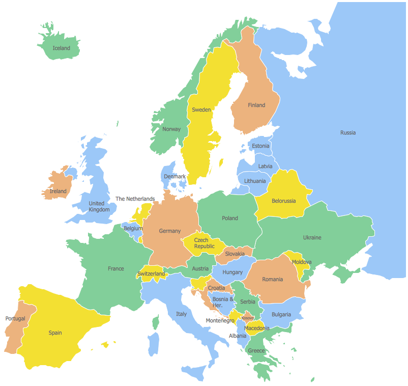 Labeled europe map clipart
