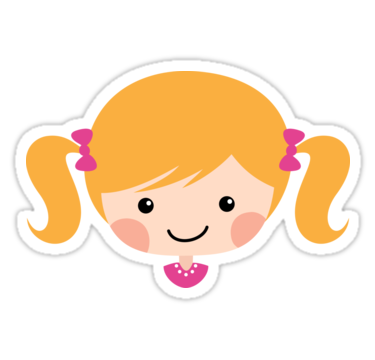 Cute cartoon girl with blond hair in pigtails sticker" Stickers by ...