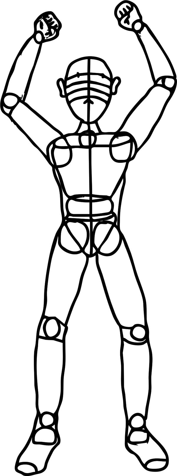 Human Model Raising Fists - vector Clip Art