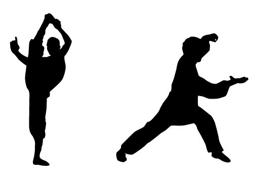 Martial arts silhouettes clipart