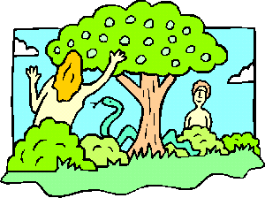 Adam and eve in the garden of eden clipart