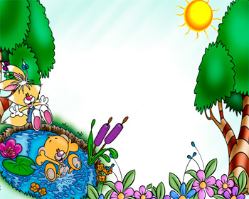 Bear and Rabbit Summer Frame | Cartoon frame design