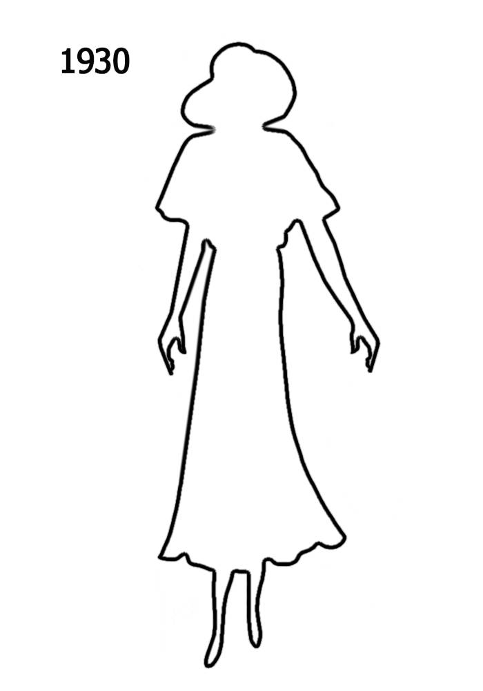 1930 to 1940 White Outline Silhouettes in Costume History
