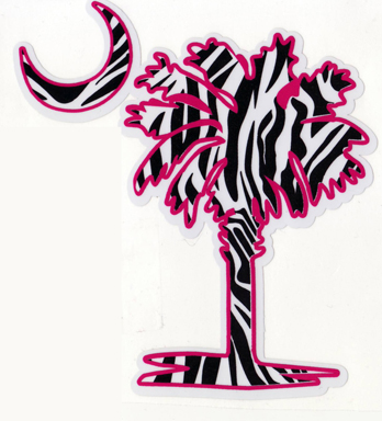 Accessories :: Car Accessories :: Pink and Zebra Palmetto Tree Decal -