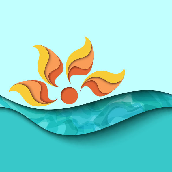 Summer and cartoon waves background vector 04 - Vector Background ...