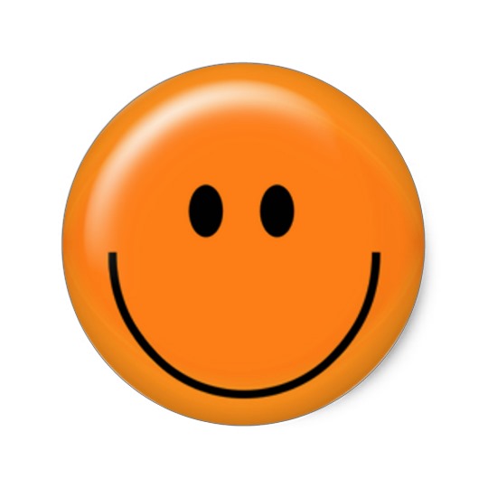 Happy orange smiley face classic round sticker | Zazzle