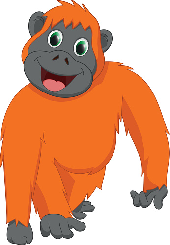 Silhouette Of A Smiling Orangutan Clip Art, Vector Images ...