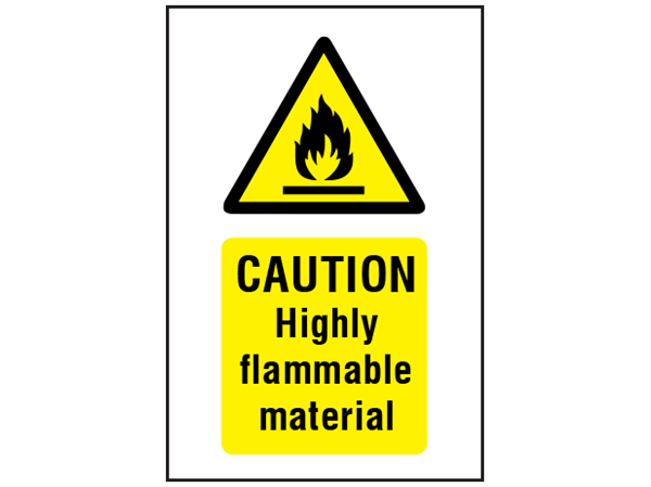 446 views Caution highly flammable material symbol and text safety sign ...