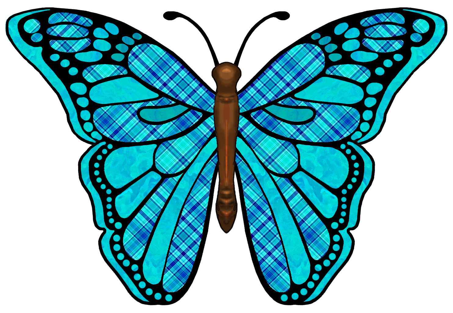 ArtbyJean - Butterflies: Turquoise plaid mixed with plain ...