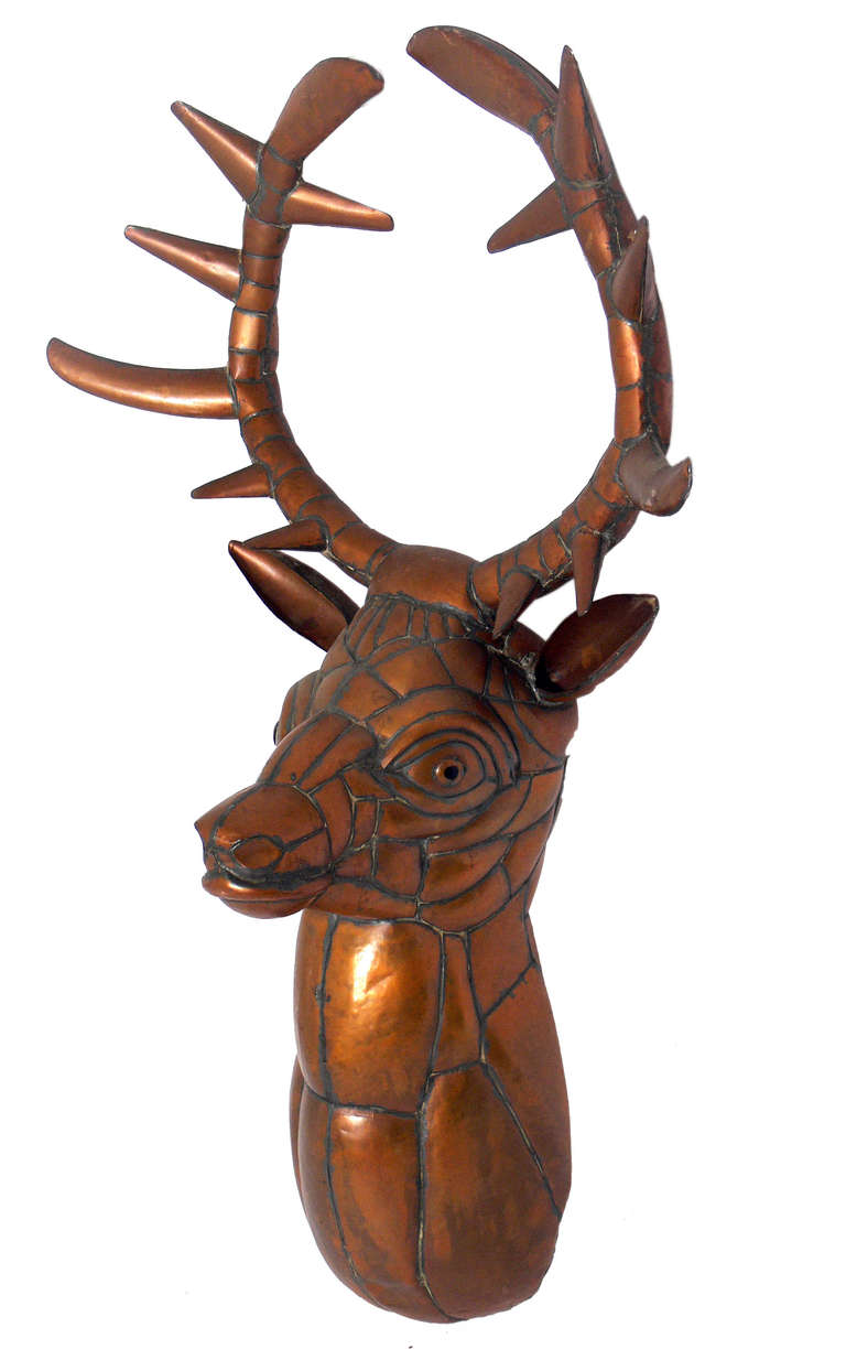 Sculptural Stag Head by Sergio Bustamante at 1stdibs