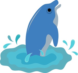 Dolphin Clipart Image - Cartoon dolphin jumping out of the water