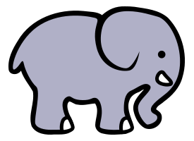 2D cartoon elephant vector, free vector graphics