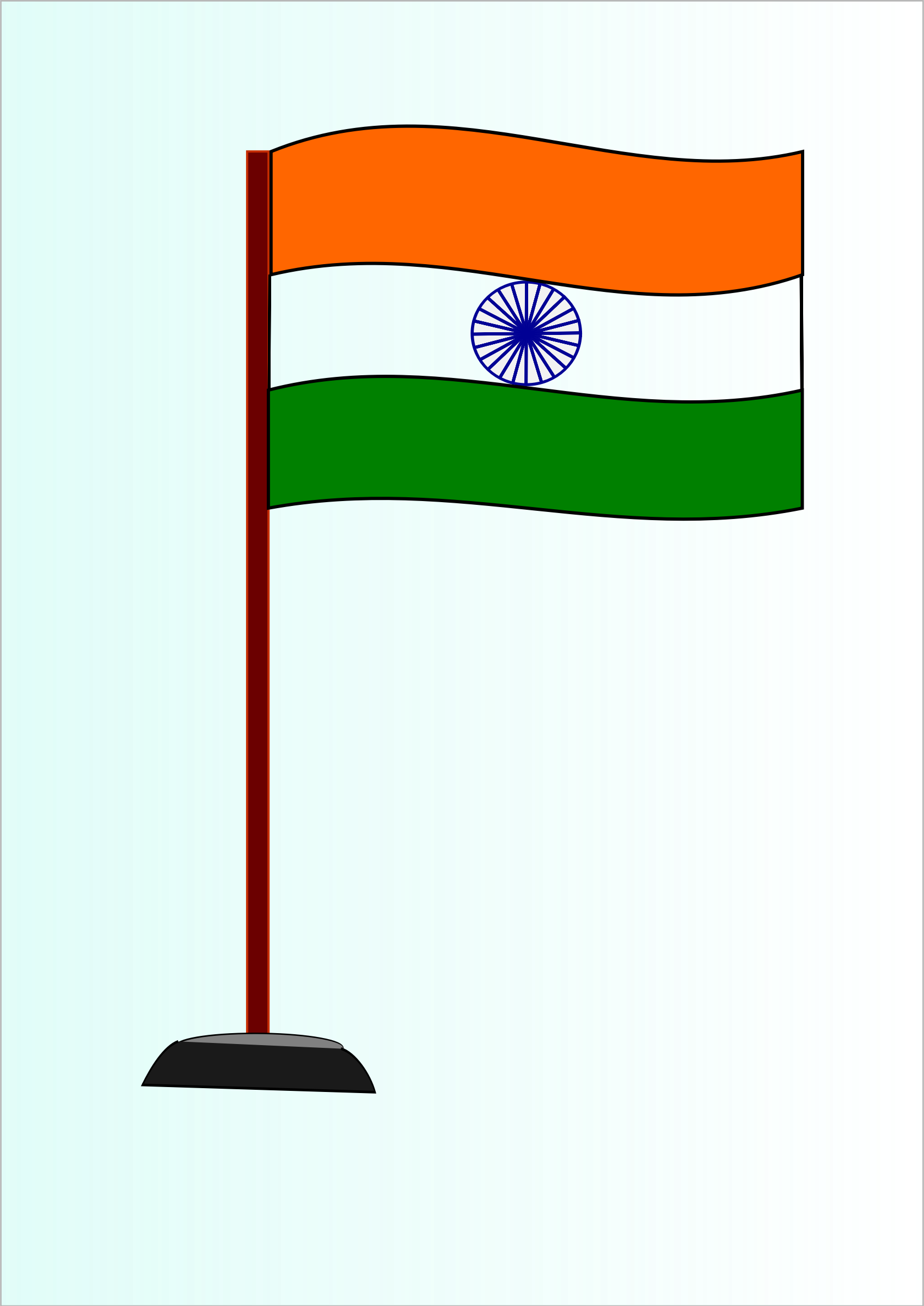 Indian National Flag by saurabhgup889 - The Indian National Flag is a horizontal tricolour of deep saffron at the top, white in middle & dark green at the bottom in equal proportion.In the centre is a navy-blue wheel which represents the chakra.