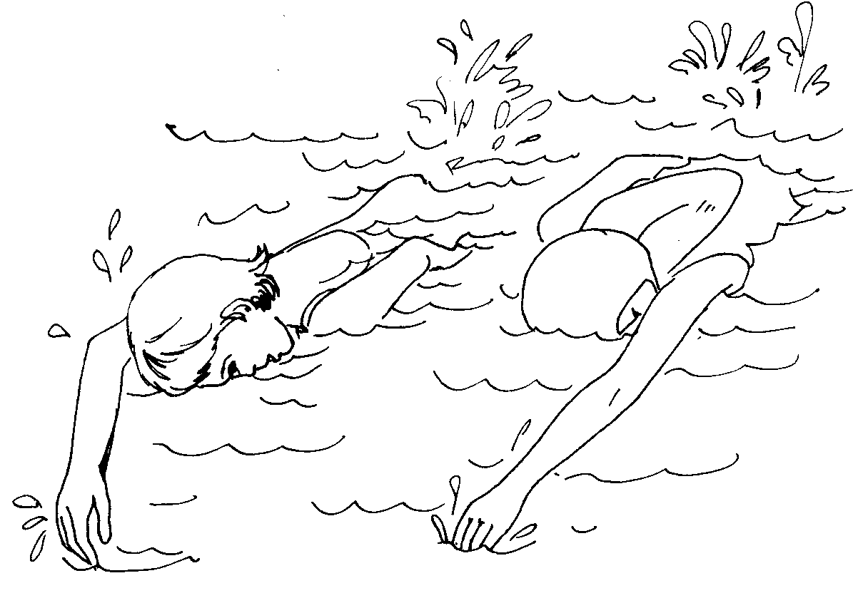 cartoon girl swimming