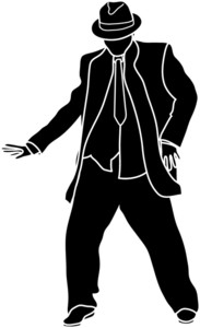 Man Dancing Clipart Image - Chubby Guy Wearing Suit Dancing Silhouette
