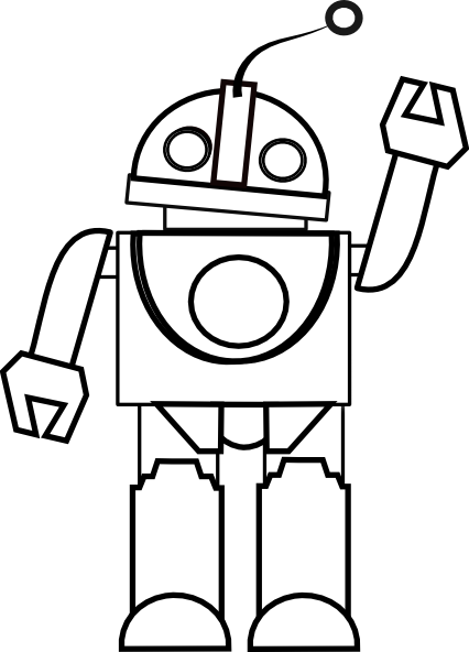 free robot clipart black and white - photo #8
