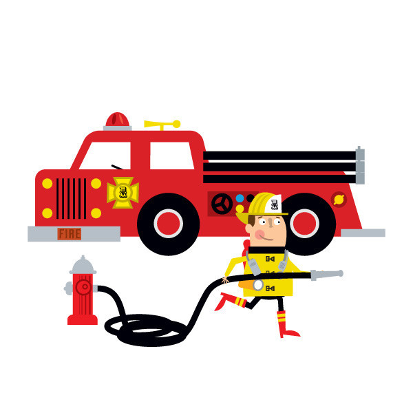 Free images clipart fire truck with hose and number 3