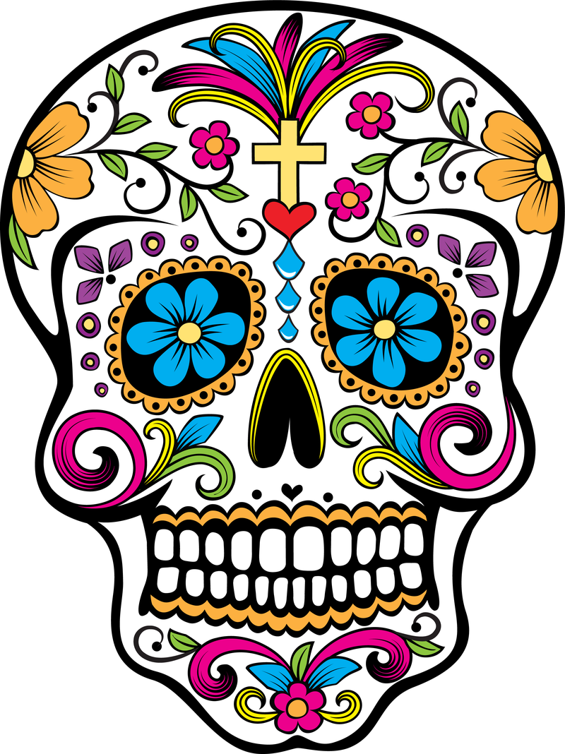 Images For > Sugar Skull Black And White Clip Art