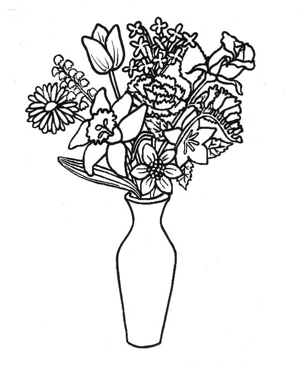 flower vase template Colouring Pages