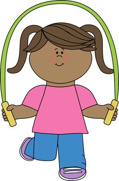 Boy jumping rope clipart