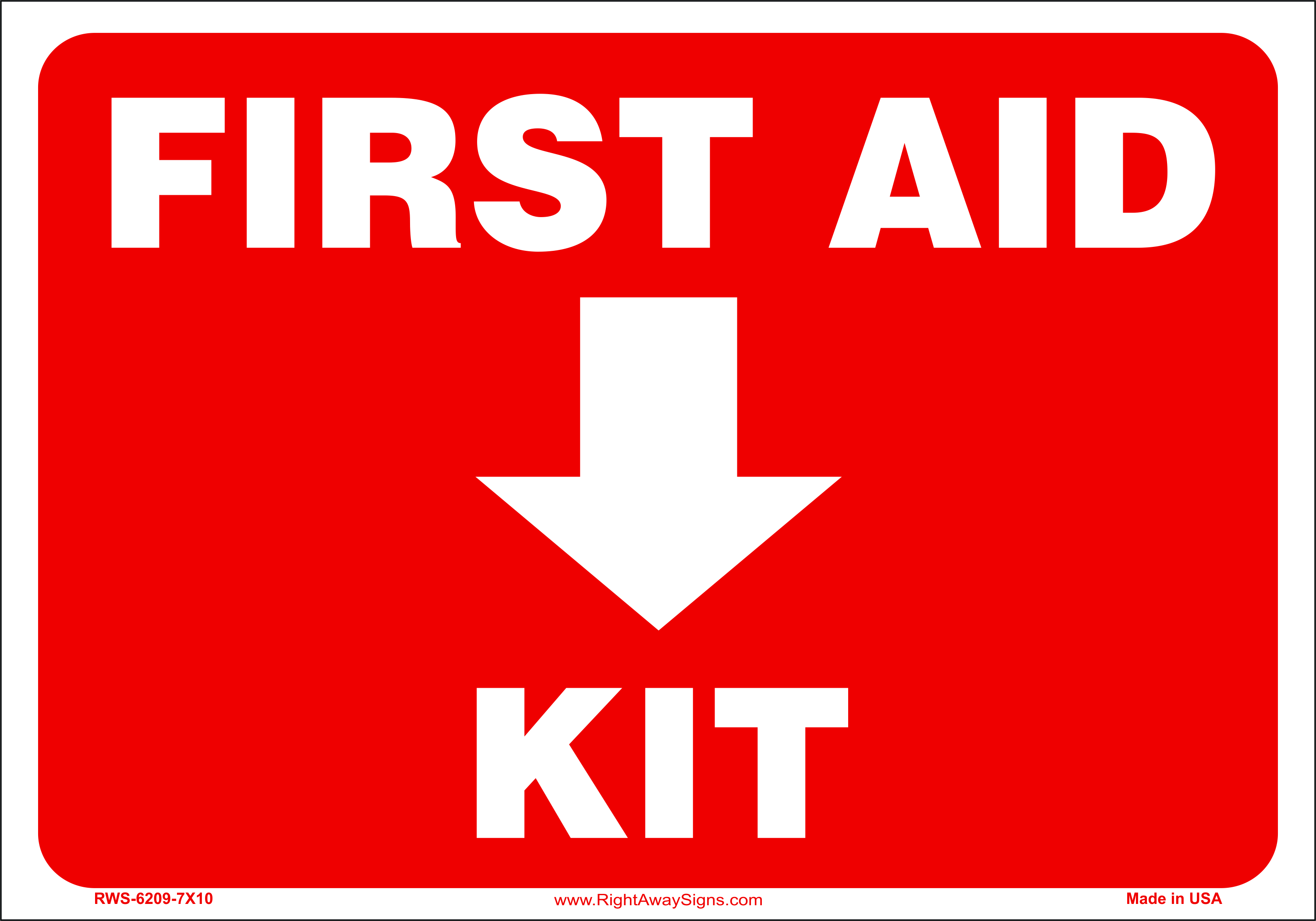 Safety Kits & Station Sign - First Aid Kit - Downward Arrow ...