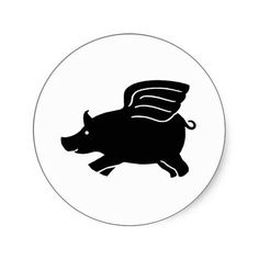 Flying pig clipart black and white