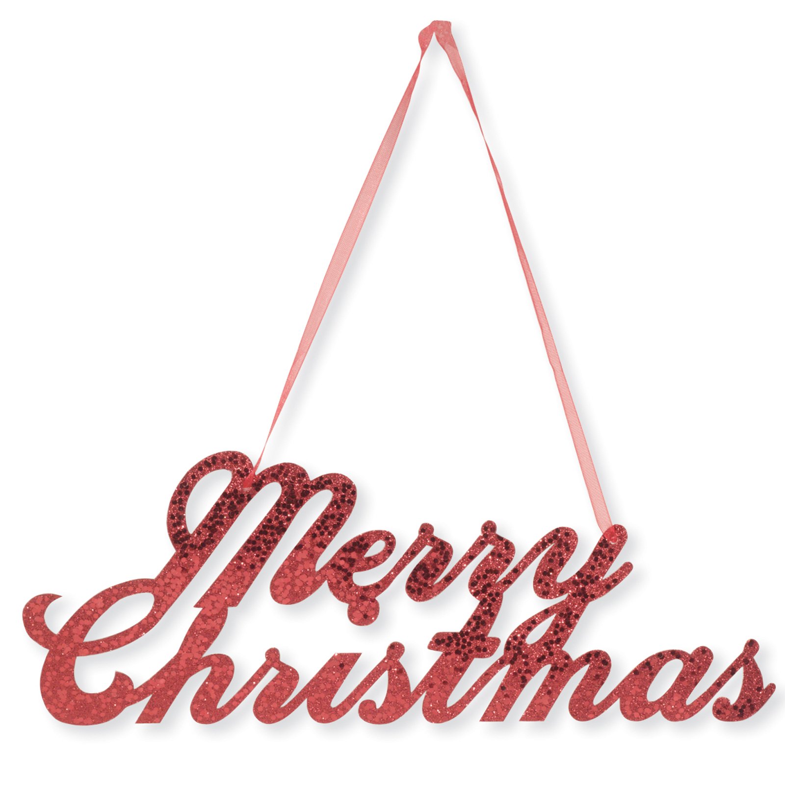 $1.58 Merry Christmas Glitter Sign with Ribbon Hanger at CostumesHut.