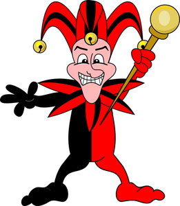 Joker Clipart Image - Cartoon Black and Red Jester or Joker