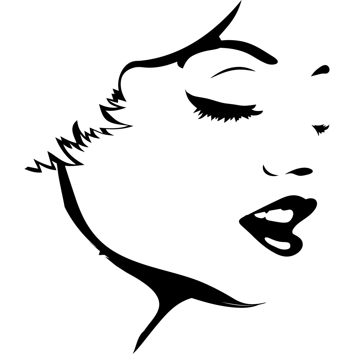 Womans Face Outline People Wall Art Stickers Wall Decal Transfers