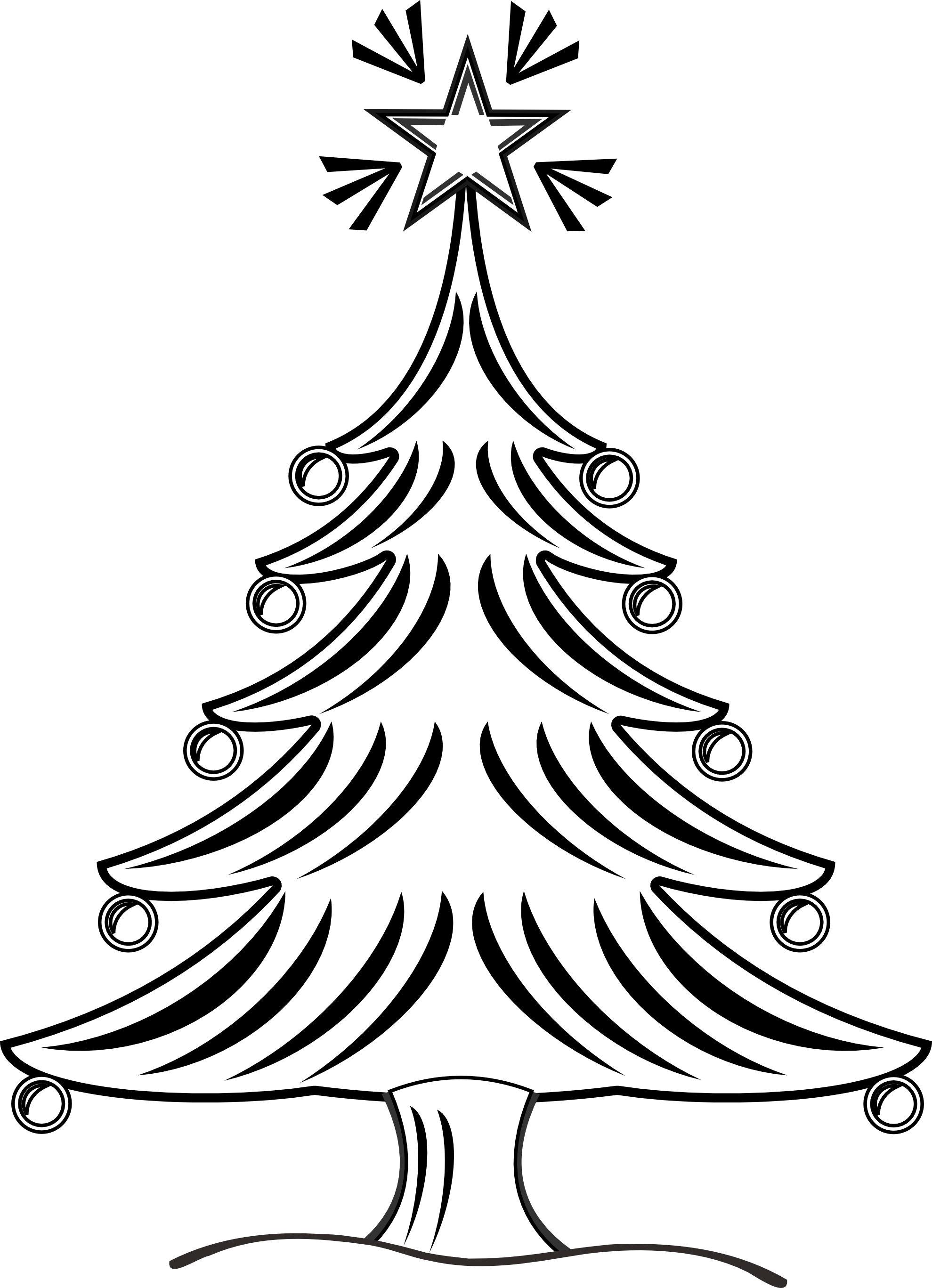 Xmas Christmas Tree 14 Black White Line Art Flower Flora xochi ...