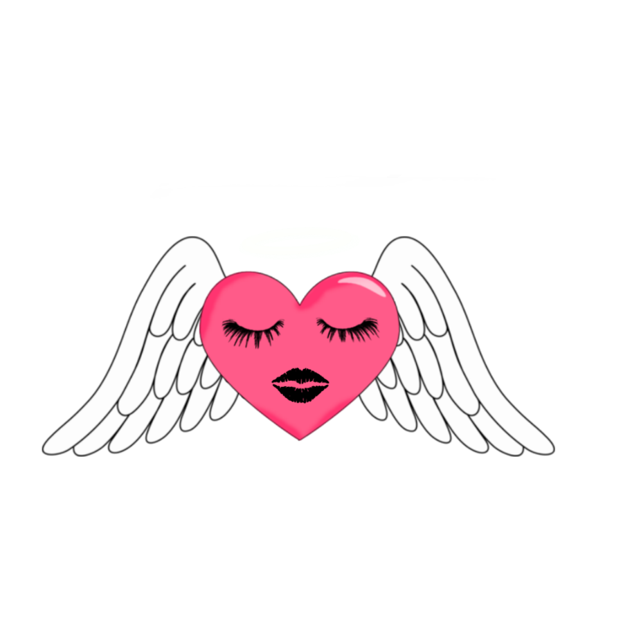 Angel Wing Pink Heart With Halo PNG