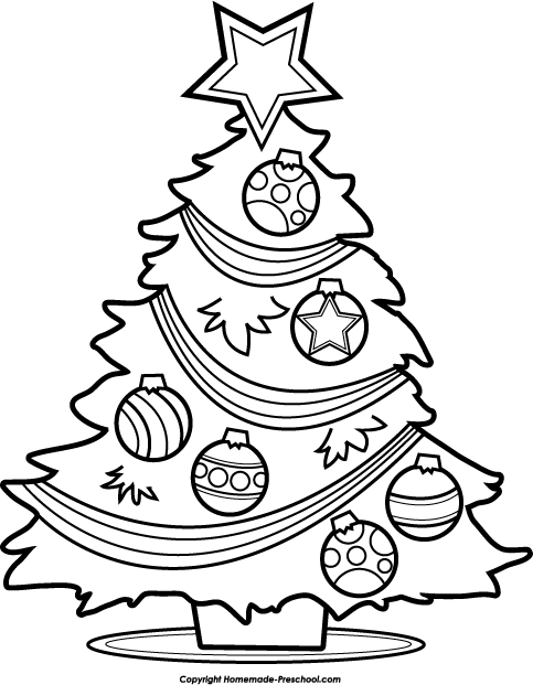 free black and white christmas tree clip art - photo #2