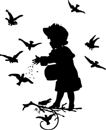 Girl Feeding Birds clip art vector, free vector images