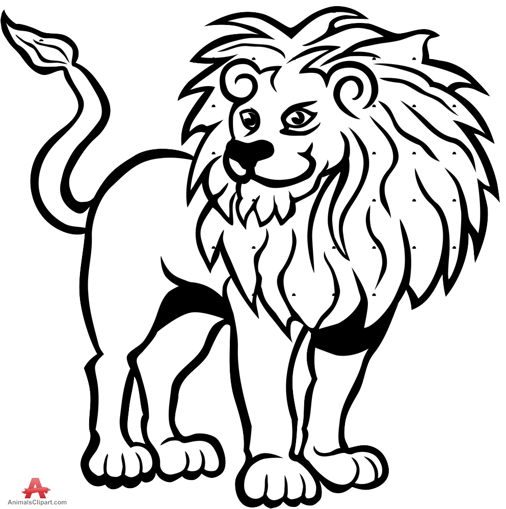 Lion Drawing in Black and White | Free Clipart Design Download