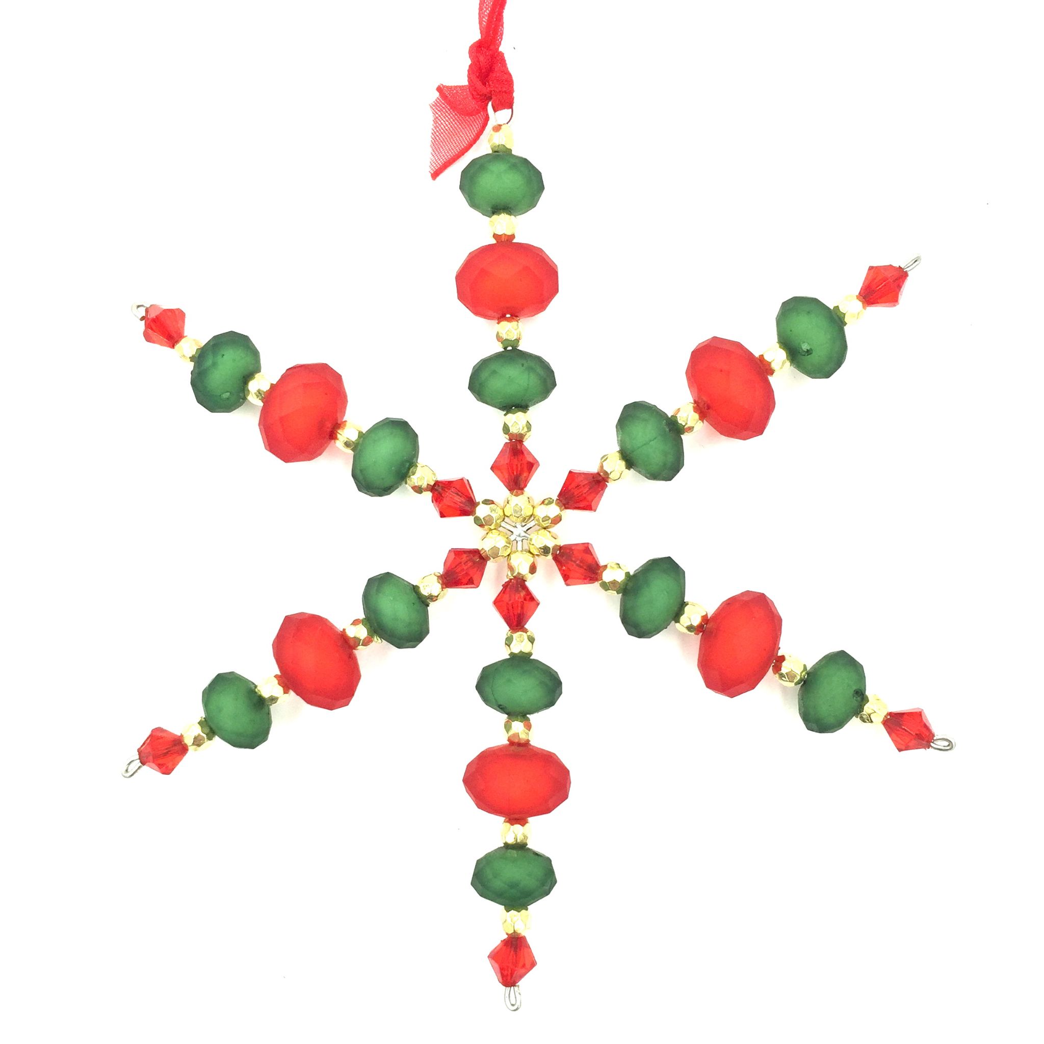 Snowflake kit 4.5 inches - green-red-gold - ac001 - makes 7 pieces ...