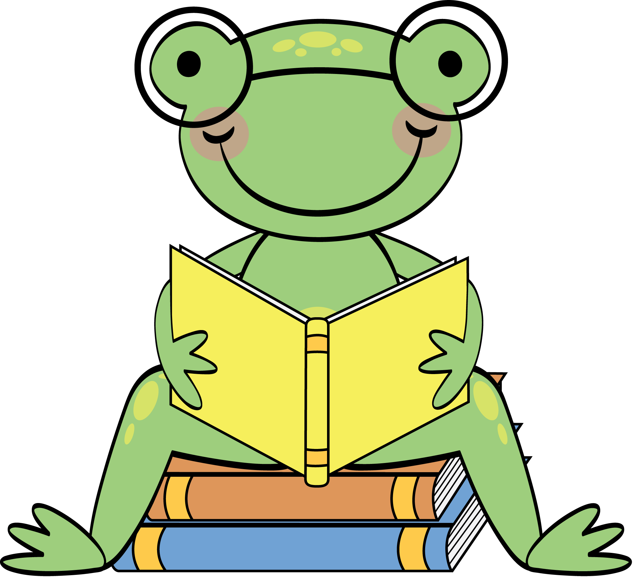 Frog with book clipart