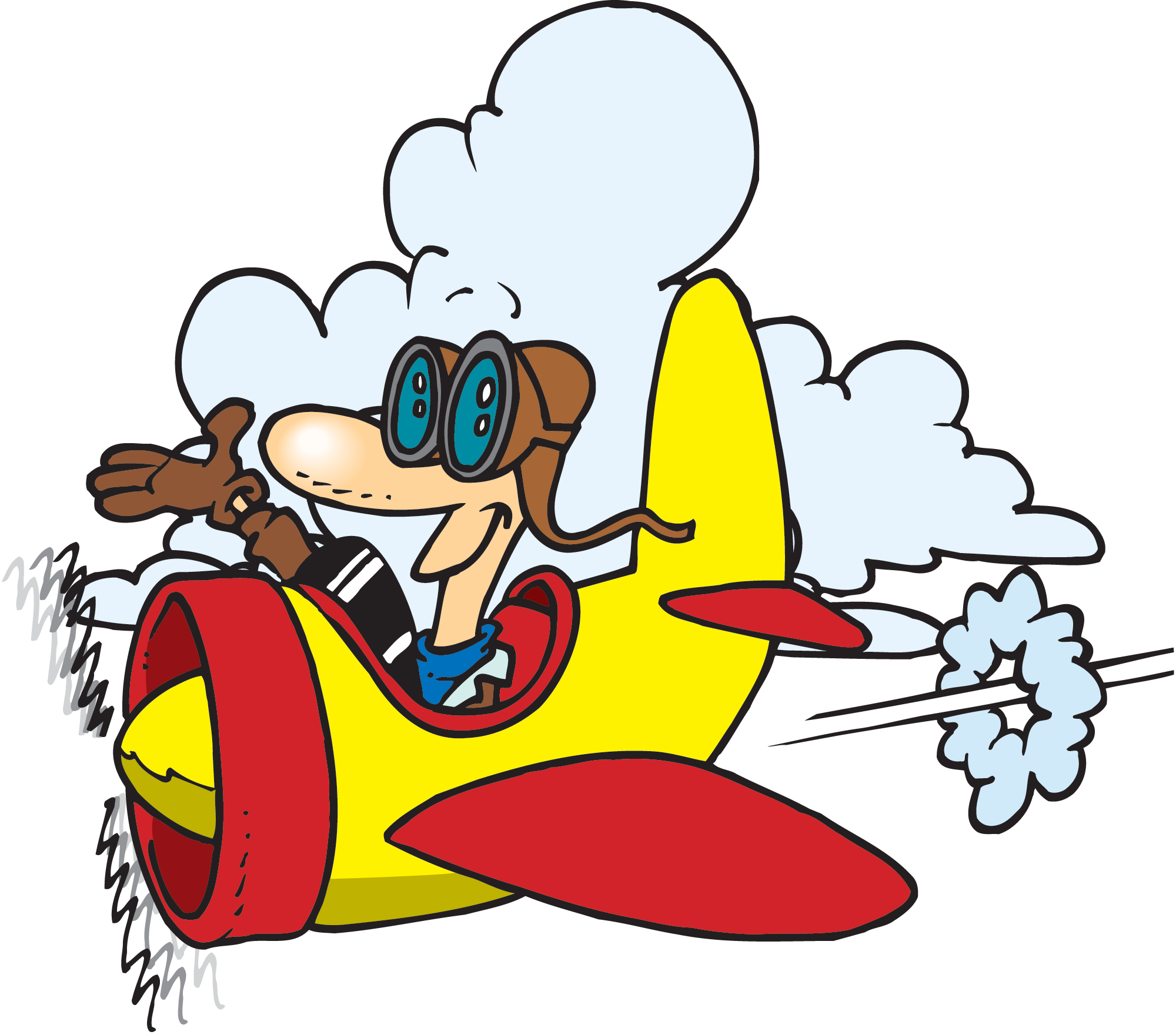 Cartoon Plane Png Cute Airplane Flying Through Clouds Image Blue 