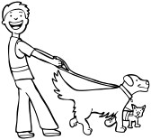 Person walking a dog clipart