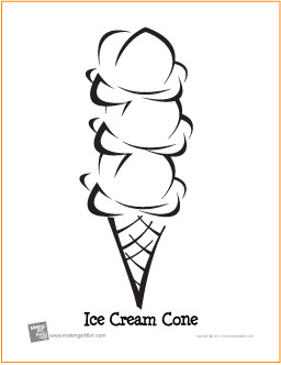 Triple Scoop Ice Cream Cone (Birthday) | Free Printable Coloring Page