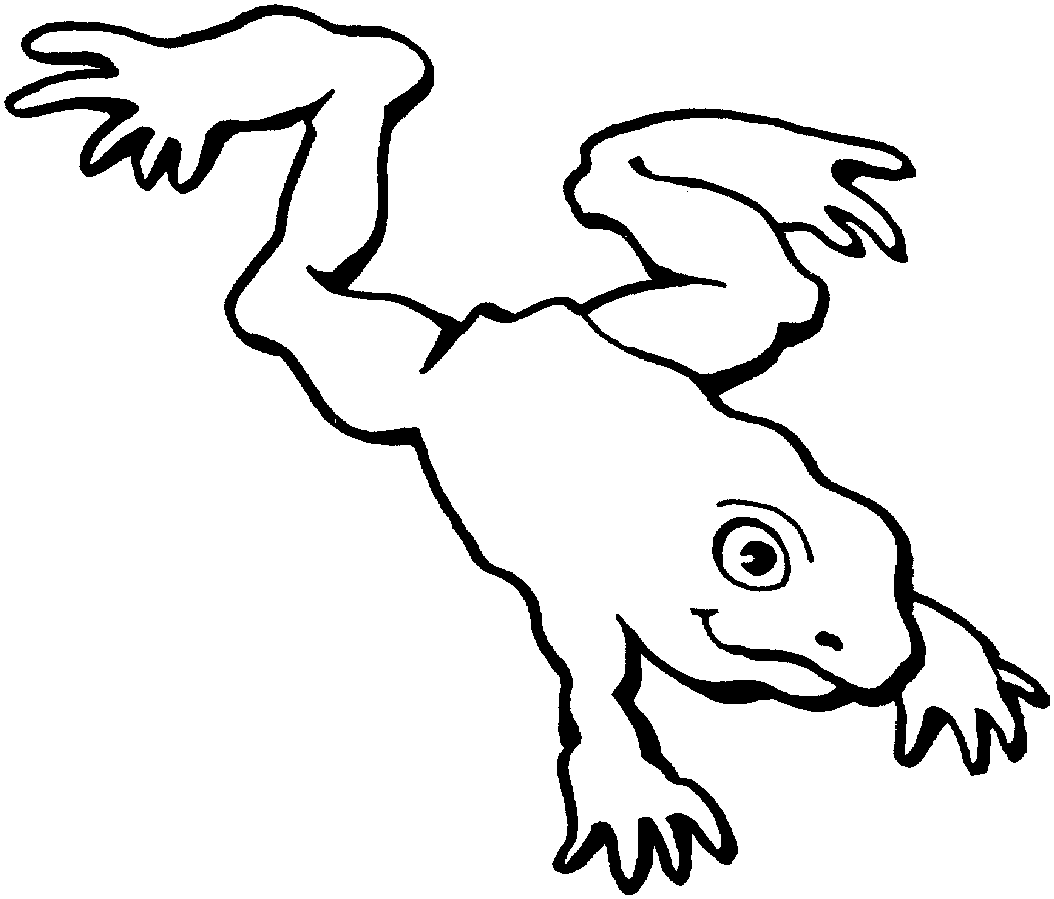 Black and white clipart frog jumping