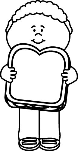 Black and White Kid with Peanut Butter and Jelly Sandwich Clip Art ...